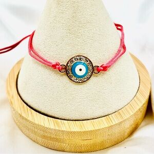 Evil Eye Pink Bracelet with Crystals